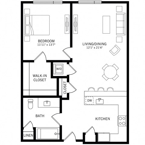 a floor plan of a room with a bedroom and a bathroom