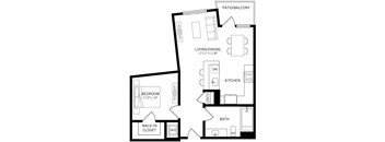 a floor plan of a one bedroom