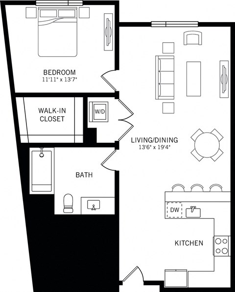 a floor plan of a room with a bathroom and a bedroom