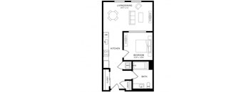 a floor plan with one bedroom