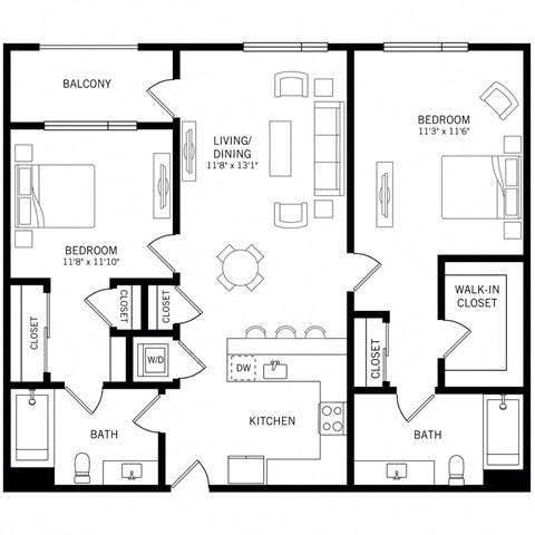 a floor plan of a two bedroom