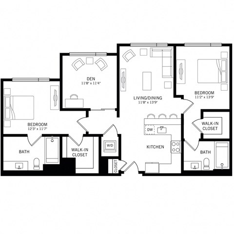 a floor plan of a two bedroom