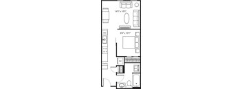 A floor plan of a small apartment with a pantry and a reference room.