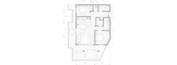 A floor plan of a house with labeled rooms and dimensions.