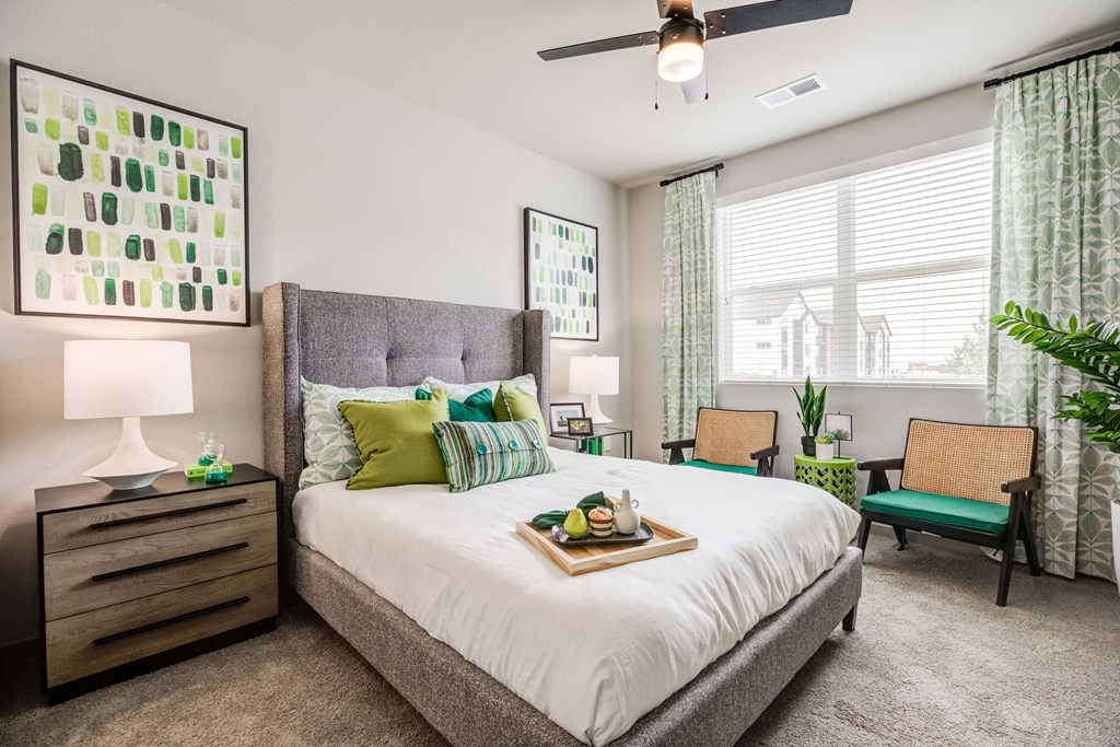 Bedroom with a ceiling fan