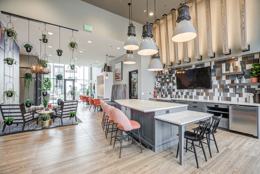 Community clubhouse with kitchen area