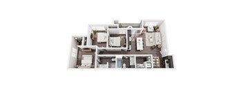 A top-down view of a modern apartment layout.