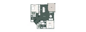 a floor plan of a house with bedrooms and a living room