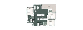 a floor plan of a house with a bedroom and a living room