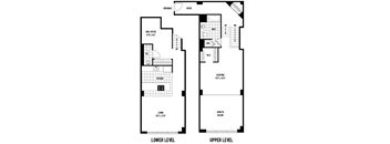 plan of the upper and lower floor plans of a house