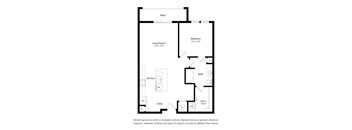 a floor plan of a unit with a bedroom and a living room