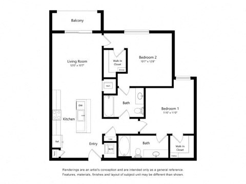 a floor plan of a unit with a bedroom and a living room
