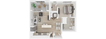 a floor plan of a house with a bedroom and a living room