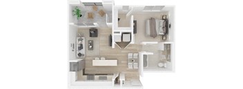 a floor plan of a house with a bedroom and a living room