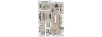 a floor plan of a house with a bedroom and a living room