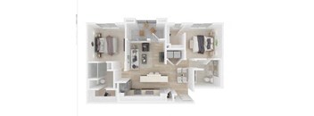 a bedroom floor plan with a bathroom and a living room