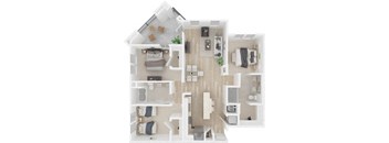 a floor plan of a house with a bedroom and a living room