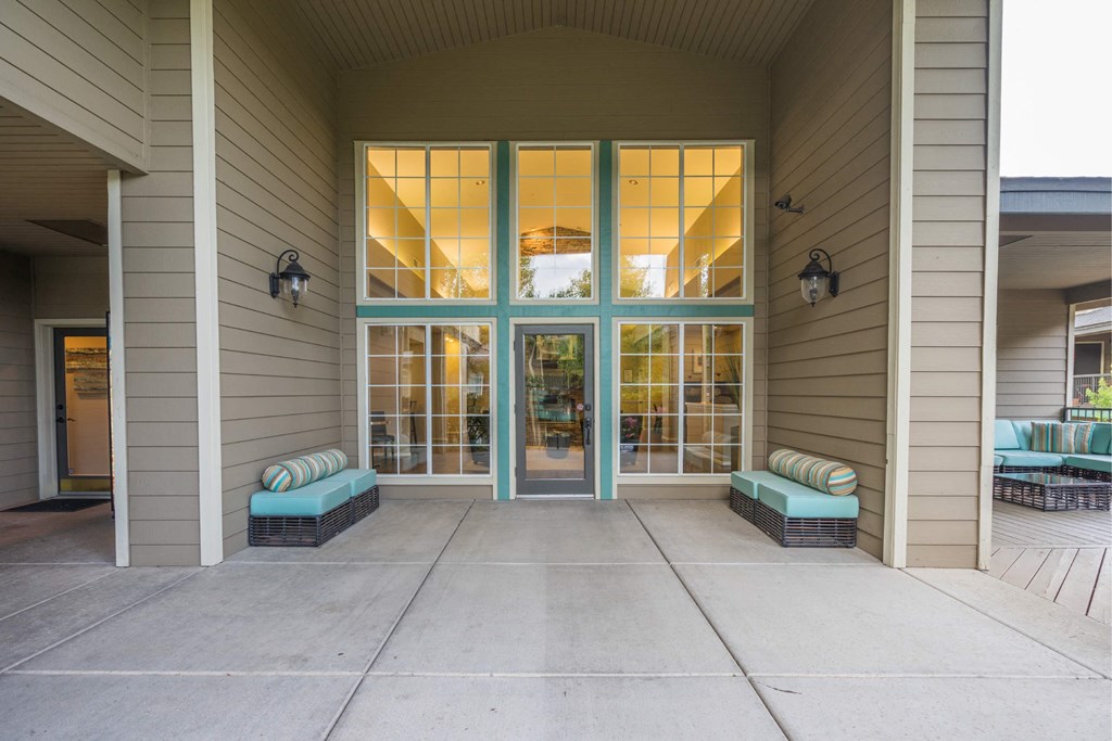 A Building With Two Benches in Front at The Summit at Flagstaff, Flagstaff, 86004