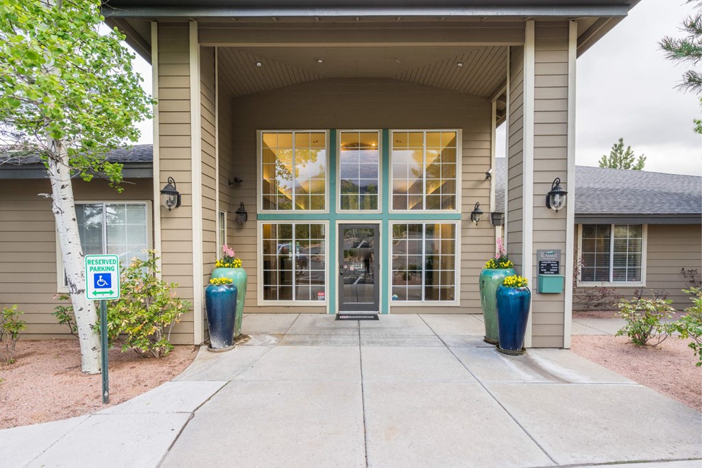 A Building With a Large Glass Door at The Summit at Flagstaff, Arizona, 86004