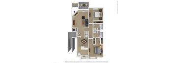 A floor plan of a house with a kitchen, living room, and bathroom.