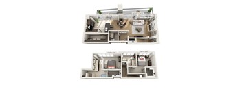 A floor plan of a two-bedroom apartment with dimensions 12'11" x 14'7" and 10'11" x 9'9".