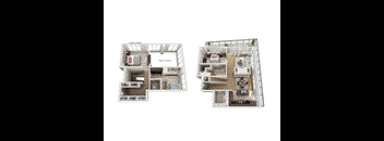 A floor plan of a two-bedroom apartment with dimensions and an