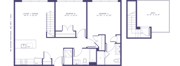A floor plan of a building with rooms and corridors.