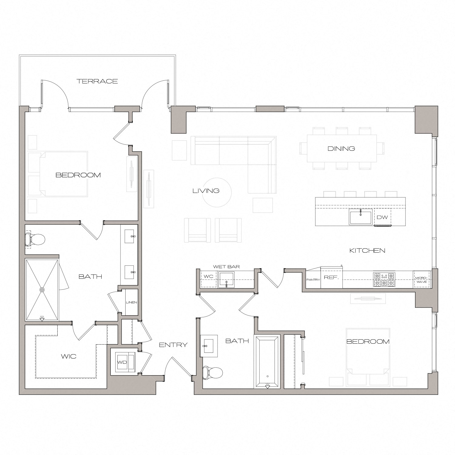 PH2 Floorplan 2 Bed 2 Bath