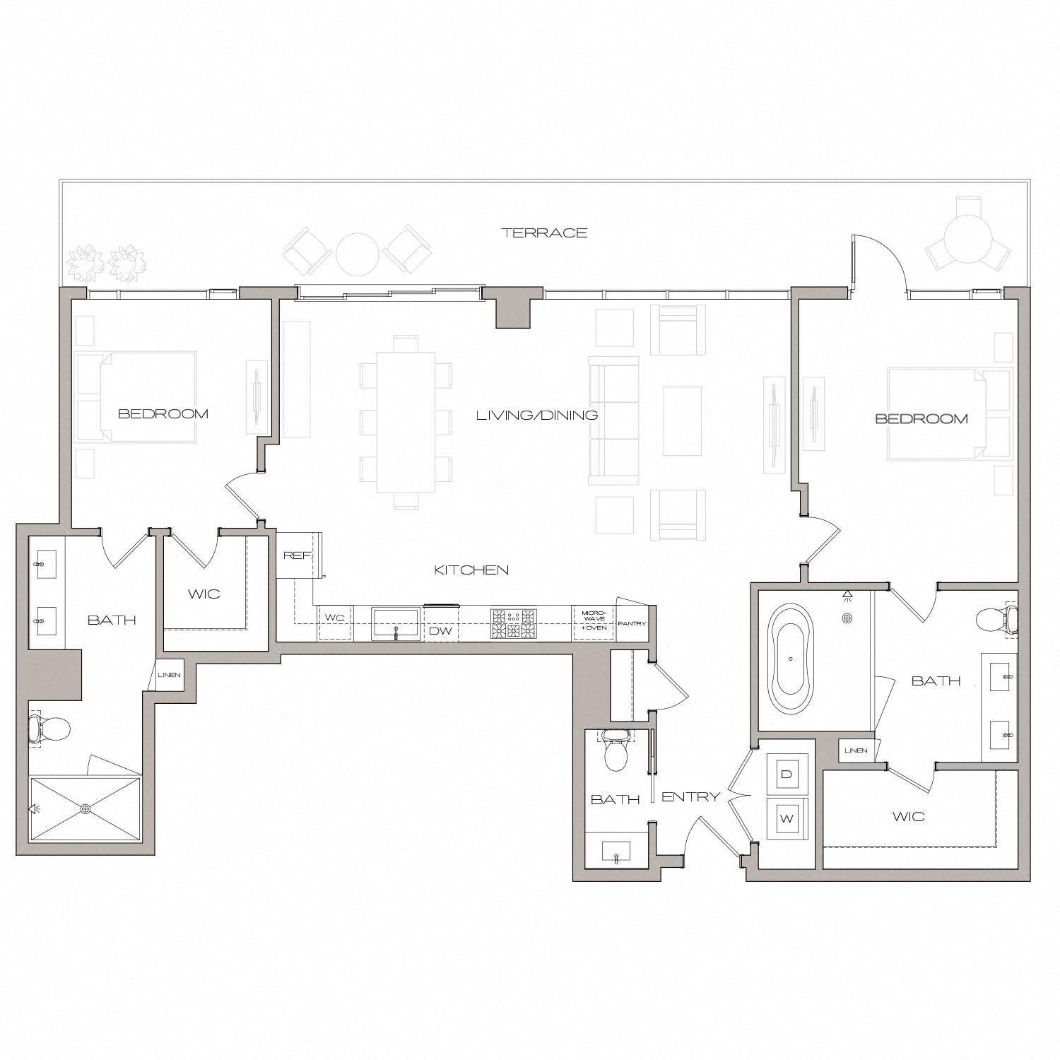 PH5 Floorplan 2 Bed 2 Bath
