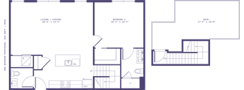 A floor plan of a building with multiple rooms and corridors.