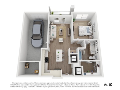 this is a 3d floor plan of a 1 bedroom apartment at the biltmore apartments