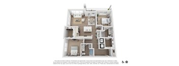 a 3d floor plan of a 1 bedroom apartment