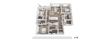 a 3d floor plan of a 3 bedroom apartment