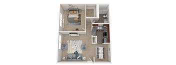 a 3d floor plan of a bedroom with a bathroom