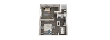 a 3d floor plan of a bedroom with a bathroom