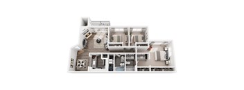 A detailed floor plan of a modern apartment layout.