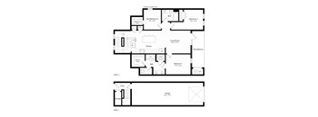 A floor plan of a two level home with a garage.