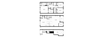 A set of three floor plans for different levels of a building.