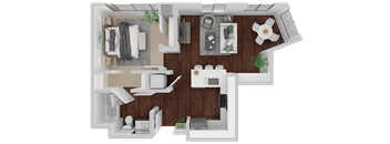 Pearl 1 Bed 1 Bath 631 Sq.Ft. Floor Plan at Venn Apartments, California, 94102