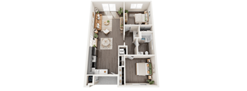a 1 bedroom floor plan with a bathroom and a living room