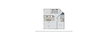 A floor plan of a house with a kitchen, dining room, living room and three bedrooms.
