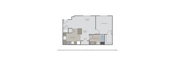 A floor plan of a house with a living room, dining room, kitchen, bathroom, and bedroom.