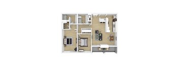 a dimensional floor plan with a bedroom and living room