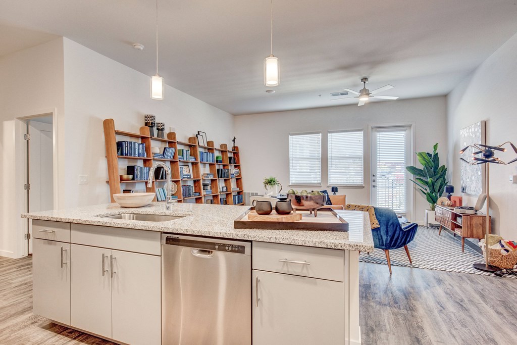 Kitchen island with dishwasher and deep sink