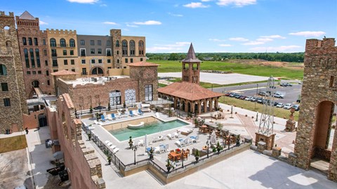 a view of the courtyard at the college