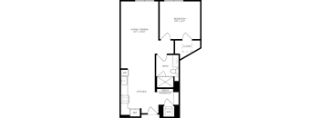 a floor plan of a house with a bedroom and a living room