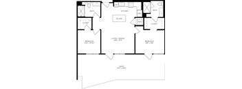 a floor plan of a house with a combination of bedrooms and a living room