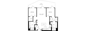 a floor plan of a house with three bedrooms and a baths