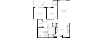 a floor plan of a house with a bedroom and a living room