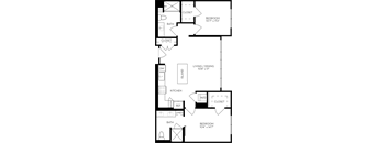 a floor plan of a small house with a kitchen and a living room